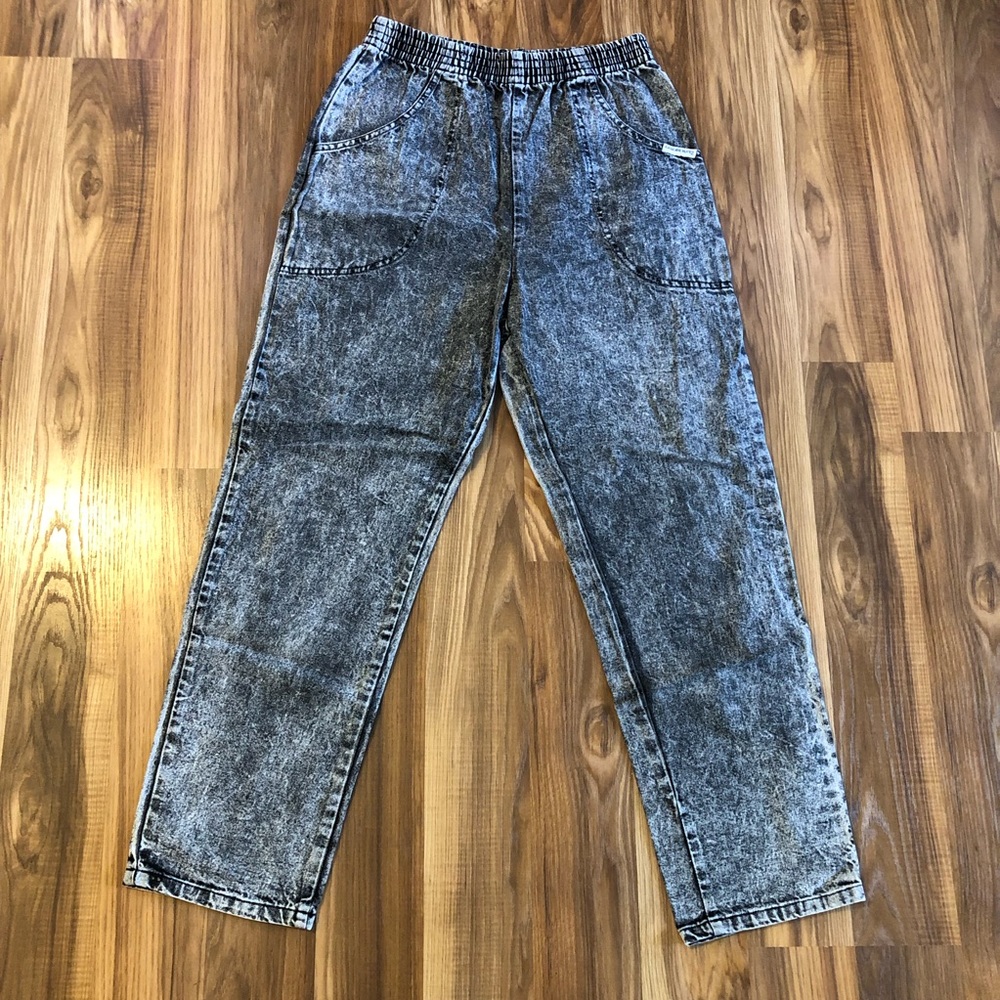 Vintage High Waist Black Acid Wash Denim